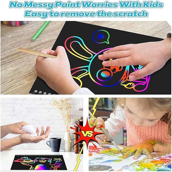 Smasiagon Scratch Paper Art Set: 2 Pack Notebooks Art Supplies and Crafts for Kids Back to School Classroom Ages 3 4 5 6 7 8 9 10 Girls Boys Toys Valentine's Day Birthday Party Travel Favor Games - Image 4