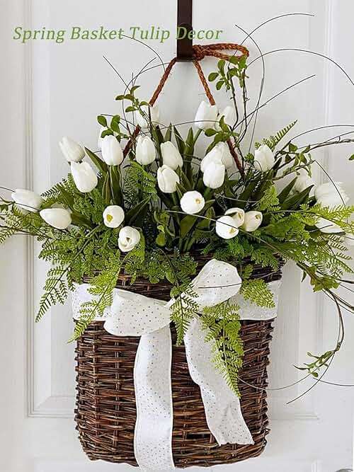Beferr White Tulips Artificial Flowers 18Pcs Faux Silk Tulip Real Touch Tulip Fake Flowers Bouquets Arrangements for Mother's Day Easter Spring Flowers Gifts Home Table Decor - Image 3