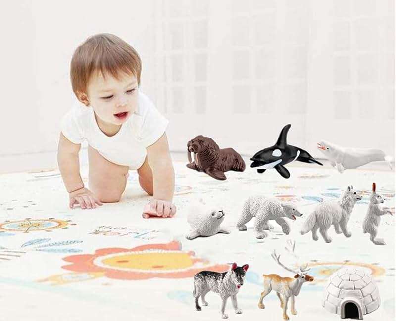 NatureMan Mini Arctic Animals Toys Set 10PCS Polar Animal Figurines Toy PlaysetIncludes Polar Bear Seal Reindeer Wolf Rabbit Arctic Fox Igloo for Toddlers Birthday Gift - Image 6