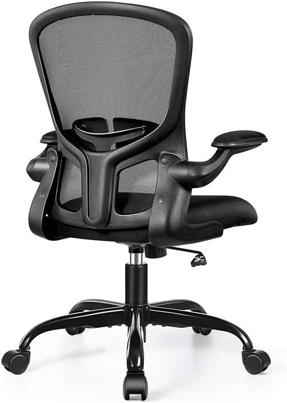 FelixKing Office Desk Chairs, Ergonomic PC Desk Chair with Wheels, Adjustable Lumbar Support and Height, Swivel Computer Chair with Flip-up Armrests, Ergo Mesh Backrest for Working (Black) - Image 1