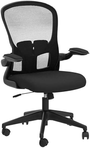 FelixKing Office Desk Chairs, Ergonomic PC Desk Chair with Wheels, Adjustable Lumbar Support and Height, Swivel Computer Chair with Flip-up Armrests, Ergo Mesh Backrest for Working (Black) - Image 6