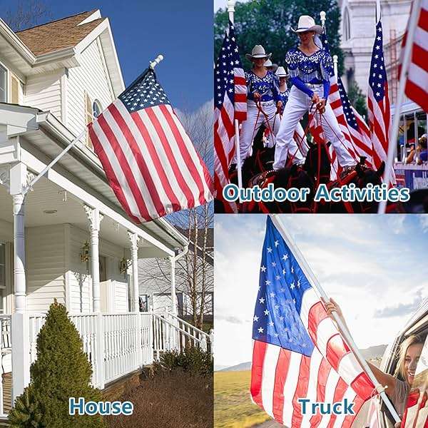 Flag Pole Kit with 3x5 American Flag - Includes 5ft Heavy Duty Tangle Free Flagpole,Embroidered 3X5 US Flag,Aluminum Mount Holder Bracket,Metal Flagpoles for Outside House,Porch,Outdoor - White - Image 9