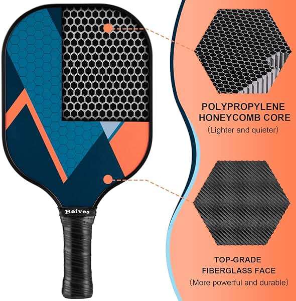 BEIVES Pickleball Paddles, USAPA Fiberglass Pickleball Paddles Set of 4, Pickleball Set with 4 Pickleball Rackets, Including 4 Pickleballs & 1 Carry Bag, Pickle Ball Paddles Set for Men, Women - Image 3