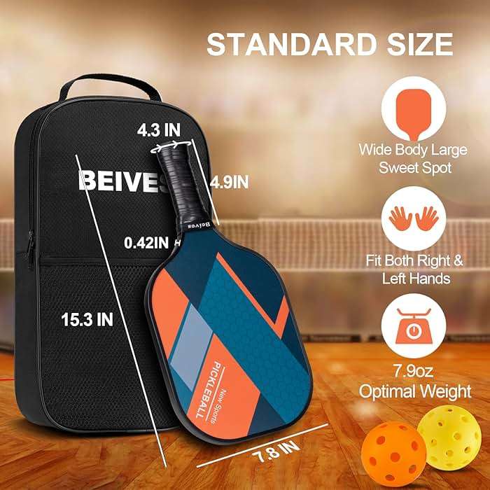 BEIVES Pickleball Paddles, USAPA Fiberglass Pickleball Paddles Set of 4, Pickleball Set with 4 Pickleball Rackets, Including 4 Pickleballs & 1 Carry Bag, Pickle Ball Paddles Set for Men, Women - Image 5