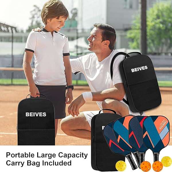 BEIVES Pickleball Paddles, USAPA Fiberglass Pickleball Paddles Set of 4, Pickleball Set with 4 Pickleball Rackets, Including 4 Pickleballs & 1 Carry Bag, Pickle Ball Paddles Set for Men, Women - Image 8