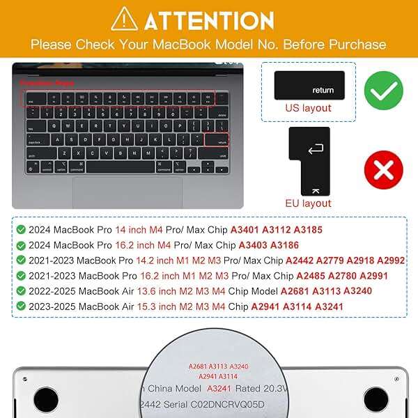 Premium Keyboard Cover Ultra Thin Protector Skin for 2026 MacBook Neo 13" A18 Pro with Touch ID, 2026-2022 MacBook Air 15" 13.6" M5 M4 M3 M2 Chip, 2026-2021 MacBook Pro 14 16 inch M5-M1 Pro/Max, Clear - Image 2