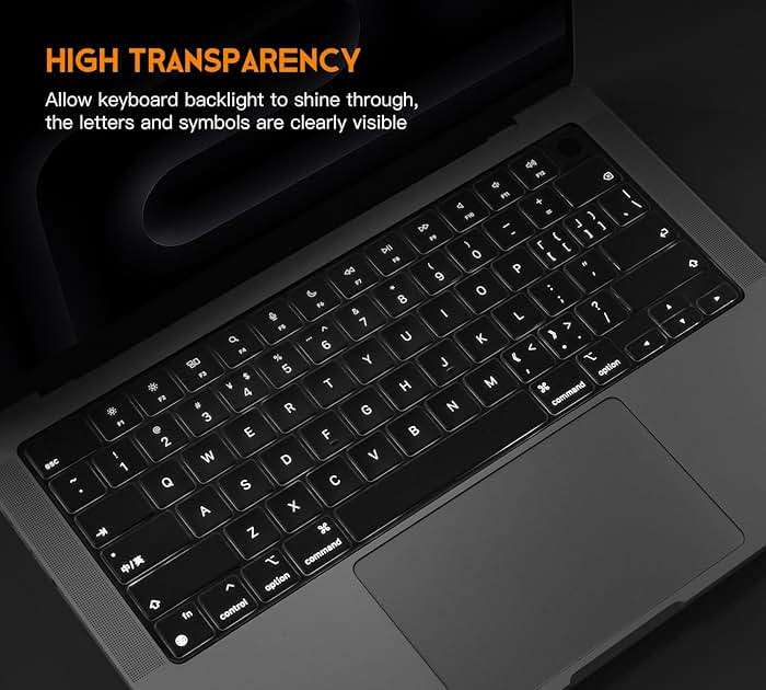 Premium Keyboard Cover Ultra Thin Protector Skin for 2026 MacBook Neo 13" A18 Pro with Touch ID, 2026-2022 MacBook Air 15" 13.6" M5 M4 M3 M2 Chip, 2026-2021 MacBook Pro 14 16 inch M5-M1 Pro/Max, Clear - Image 3