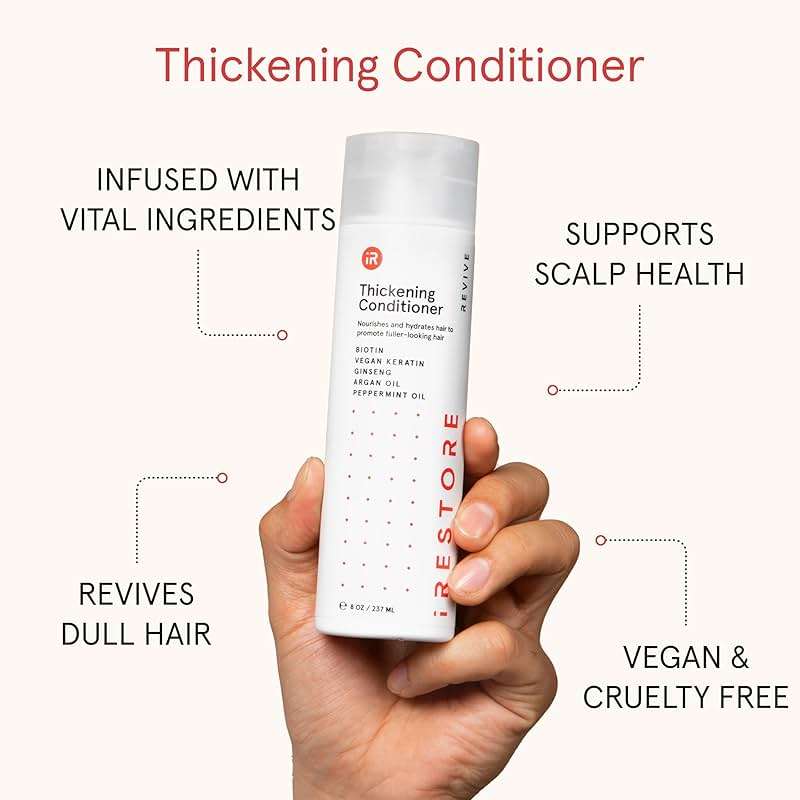 iRESTORE Biotin Hair Conditioner for Damaged Dry Hair - Good for Fine Hair Growth, Volumizing Thickening Conditioner with Ginseng & Argan Oil to Moisturize, Pair With Hair Loss Shampoo - Image 4
