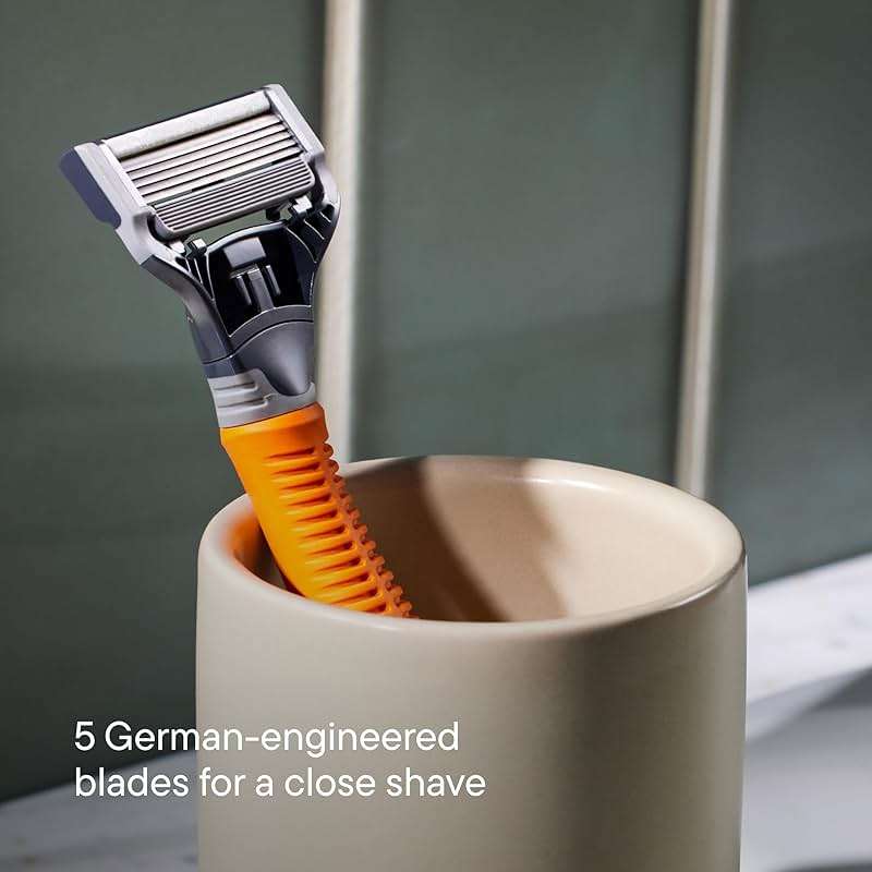Harry's Original Shaving Kit for Men - Razor Handle and 3 Razor Blade Refill Cartridges - German Engineered - Ember - Image 4