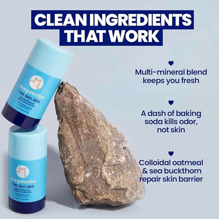 Megababe Daily Deodorant - The Geo Deo with 72 hour Odor Protection, Vacation and Hot Weather Essential, Multi-Minerals, Aluminum-Free, All Natural, 2.6 oz - Image 2