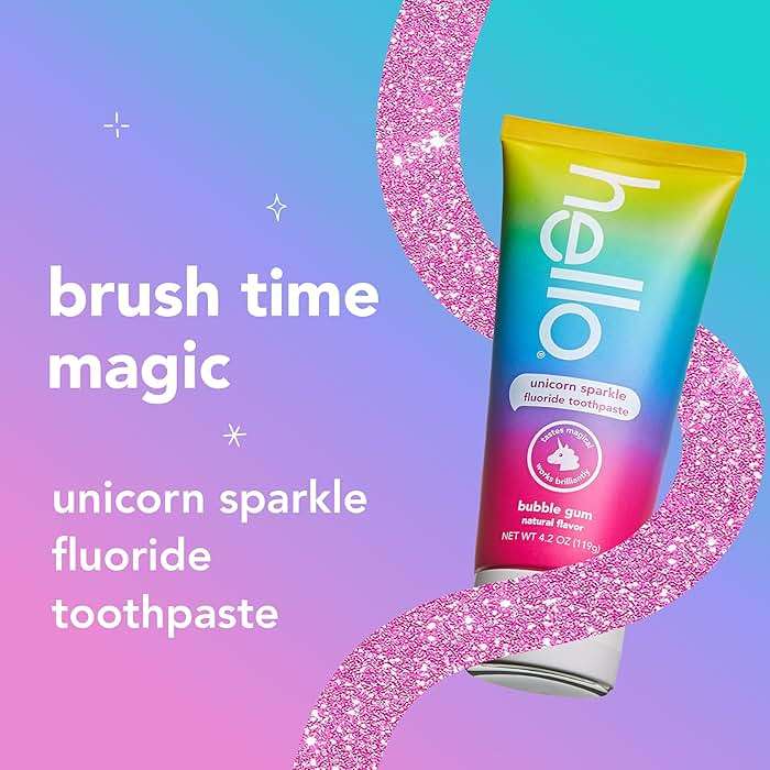 Hello Unicorn Sparkle Kids Toothpaste with Fluoride, Bubble Gum Toothpaste, 4.2 Oz Tube (Pack of 3) - Image 2