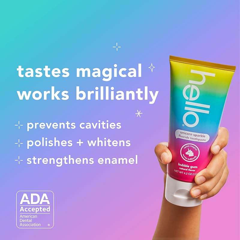 Hello Unicorn Sparkle Kids Toothpaste with Fluoride, Bubble Gum Toothpaste, 4.2 Oz Tube (Pack of 3) - Image 4