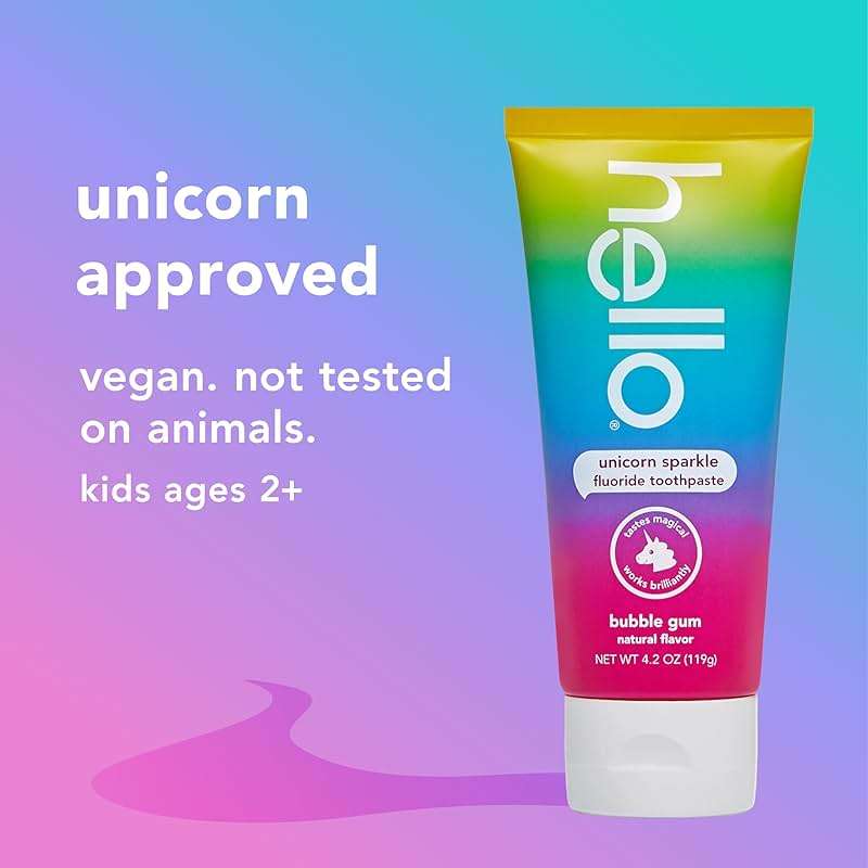 Hello Unicorn Sparkle Kids Toothpaste with Fluoride, Bubble Gum Toothpaste, 4.2 Oz Tube (Pack of 3) - Image 5