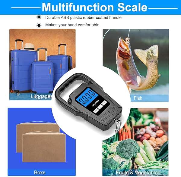 Digital Fish Scale Hanging Scale Fishing Scale, SKEAP 110lb/50kg Luggage Scale,Fish Weighing Scale, Upgrade Large Handle & Backlit LCD Display, Black,Fishing Gifts for Men,Black - Image 6