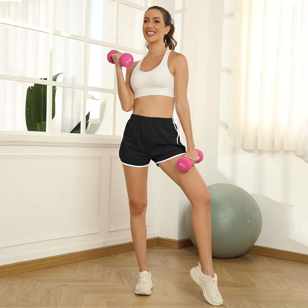 URATOT 4 Pack Women's Cotton Dance Yoga Sports Short Summer Running Athletic Pant Waistband Loose Shorts for Women - Image 3
