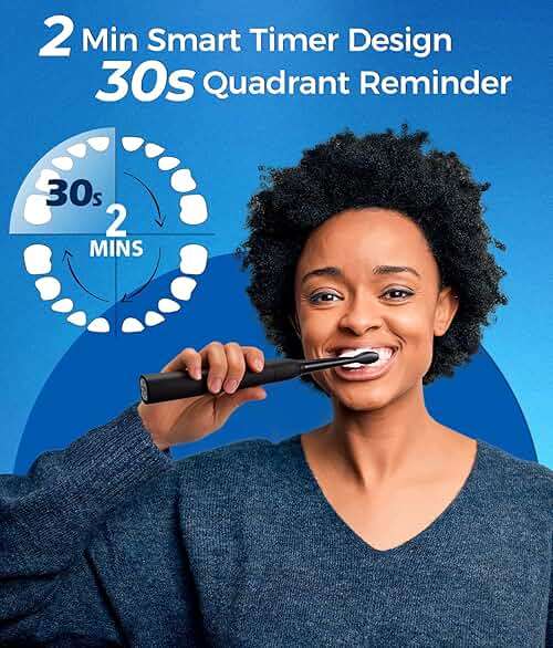 TEETHEORY Electric Toothbrush for Adults with 8 𝐁𝐫𝐮𝐬𝐡 𝐇𝐞𝐚𝐝𝐬, Sonic Electric Toothbrush with 40000 VPM Deep Clean 5 Modes, Rechargeable Toothbrushes Fast Charge 4 Hours Last 30 Days - Image 6