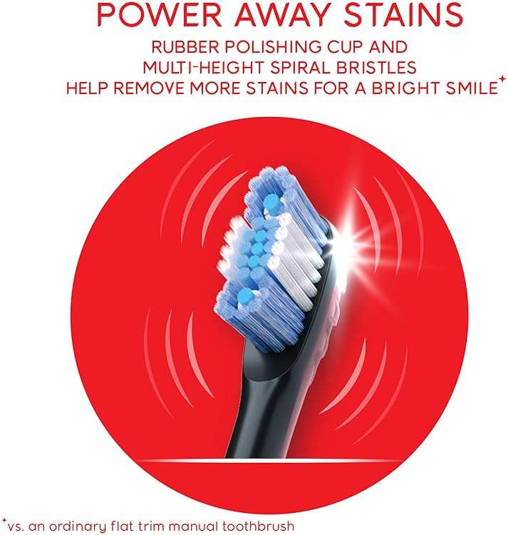 Colgate Optic White Pro-Series Whitening Battery Operated Electric Toothbrush with Timer, Soft, Black - Image 3