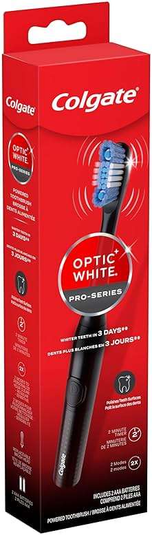 Colgate Optic White Pro-Series Whitening Battery Operated Electric Toothbrush with Timer, Soft, Black - Image 8
