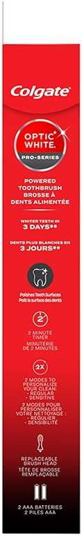 Colgate Optic White Pro-Series Whitening Battery Operated Electric Toothbrush with Timer, Soft, Black - Image 9