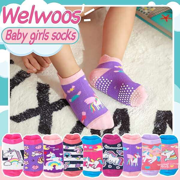 Welwoos Baby Girls Boys Toddlers Grips Socks Kids Non Slip Anti Skid Ankle Cotton No Show Socks with Grippers - Image 2