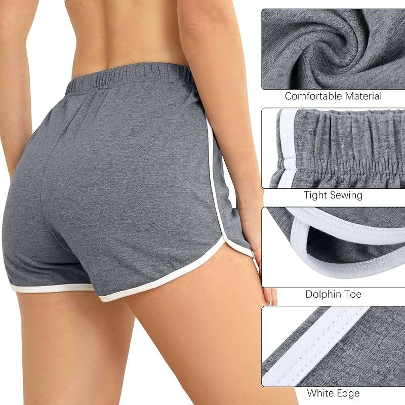URATOT 4 Pack Women's Cotton Dance Yoga Sports Short Summer Running Athletic Pant Waistband Loose Shorts for Women - Image 4