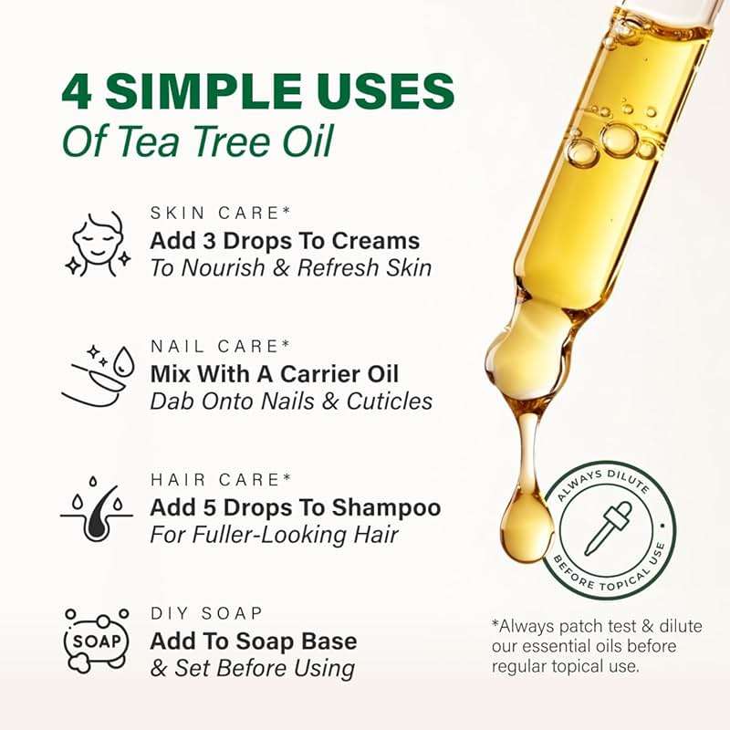 100% Pure Tea Tree Oil - 4 Fl Oz Tea Tree Essential Oil for Hair, Skin, Diffuser, Aromatherapy & DIY Soap Making Scent - Image 6