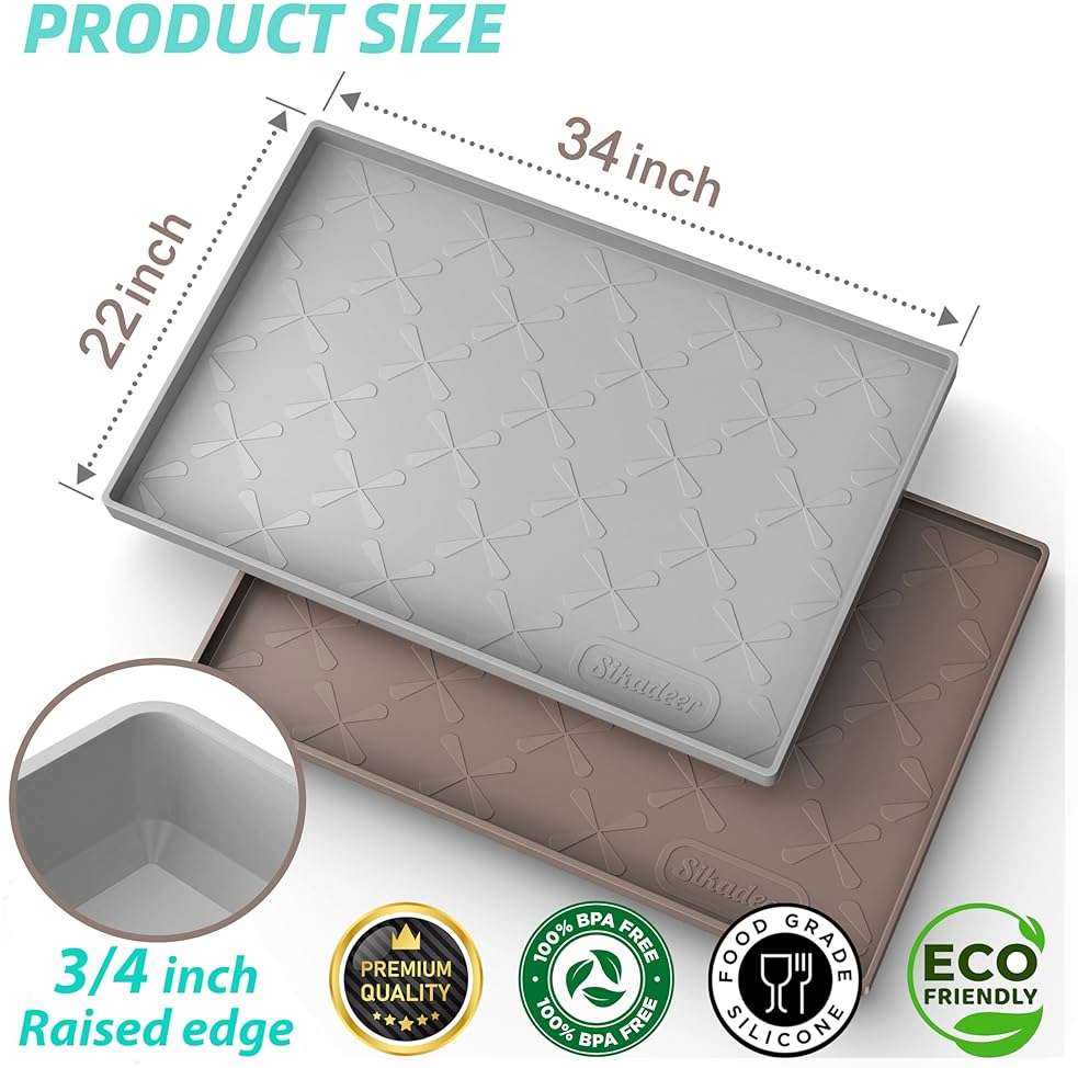 SIKADEER Under Sink Mat Waterproof 34" x 22", Silicone Mat Kitchen Drawer Shelf and Cabinet Liner, Sink Protector for Kitchen Organizers and Storage, Boot Tray Pet Food Mats - Image 3