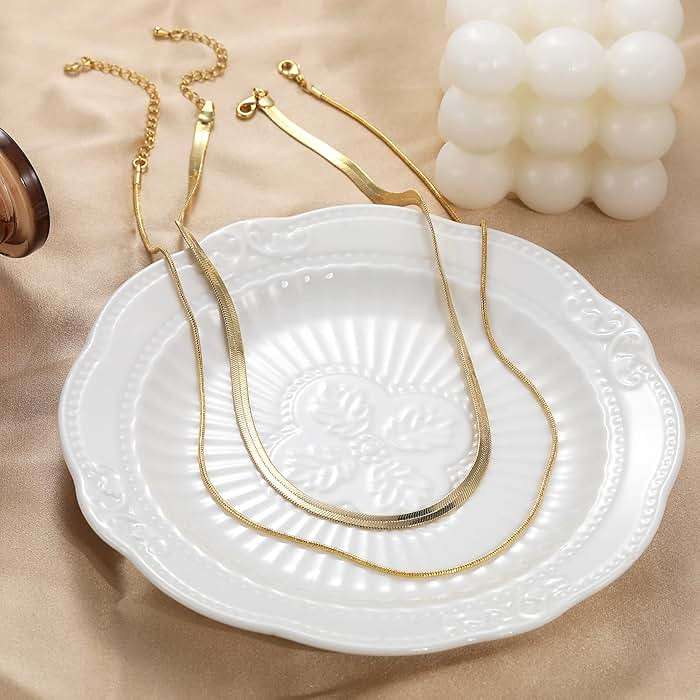 CHESKY 14K Gold/Silver Plated Snake Chain Necklace Herringbone Necklace Gold Choker Necklaces for Women Gifts Jewelry 1.5/3/5MM(W) 14"/16"(L) Mothers Day Gifts for Mom - Image 7