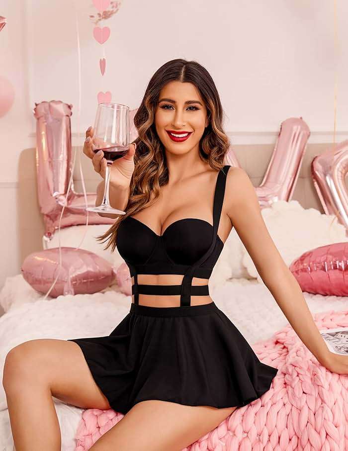 Avidlove Pleated Suspender Skirt Women - Elastic High Waist A-Line Mini Braces Skirt for School Casual Party - Image 8