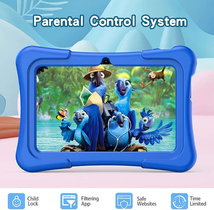 PRITOM 7 inch Tablet for Kids with Solid Case, Kids Tablets 32GB with Parental Control, Pre-Installed Free APPs Games, Educational Toddler Tablet WiFi, Bluetooth, Camera, YouTube Kids - Image 4