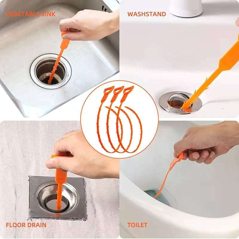 HFLYJPYW 3 Pack 25 Inch Hair Snake Hair Drain Clog Remover Cleaning Tool Drain Opener sink snake Drain Auger Hair Remover Tool For Sewer, Toilet, Shower Kitchen Sink, Bathroom Tub - Image 7