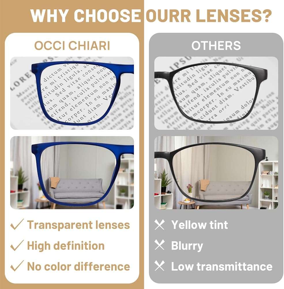 OCCI CHIARI Large Reading Glasses Men Oversized Square Readers Spring Hinge 1.0 1.25 1.5 1.75 2.0 2.5 3.0 3.5 4.0 5.0 6.0 - Image 4