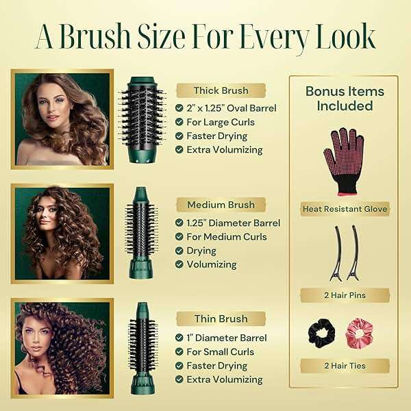 Asani Hot Air Brush - Multipurpose Blow Dryer Brush with Interchangeable Heads, Heated Round Brush for Curling or Straightening, Volumizer and Styling Tool for All Hair Types - Image 3