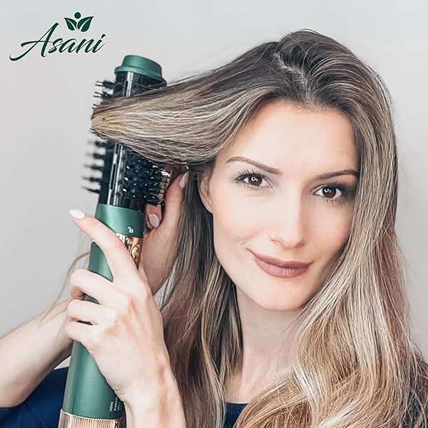 Asani Hot Air Brush - Multipurpose Blow Dryer Brush with Interchangeable Heads, Heated Round Brush for Curling or Straightening, Volumizer and Styling Tool for All Hair Types - Image 6