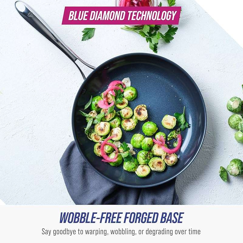 Blue Diamond Cookware Hard Anodized Ceramic Nonstick, 10" Frying Pan Skillet, PFAS-Free, Dishwasher Safe, Oven Safe, Grey - Image 2