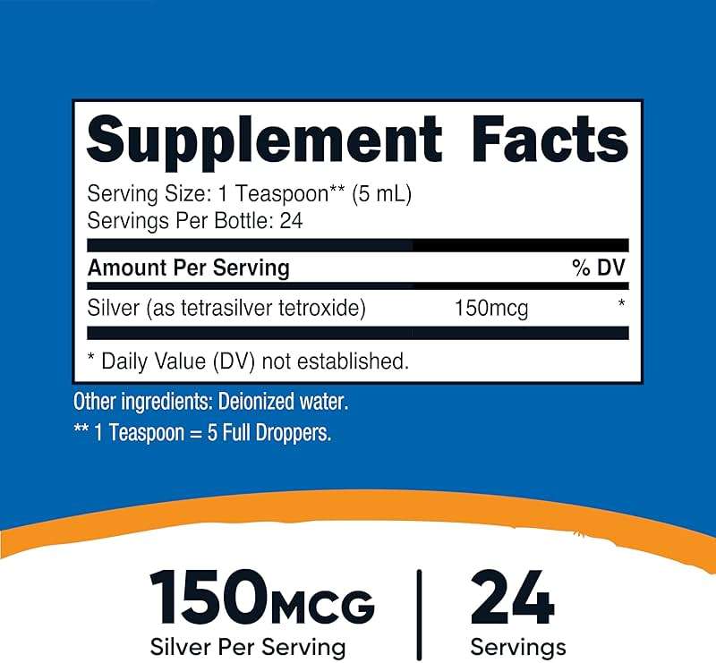Nutricost Colloidal Silver 4oz - Cobalt Blue Glass Bottles, Bio-Active Colloidal Silver - Image 2