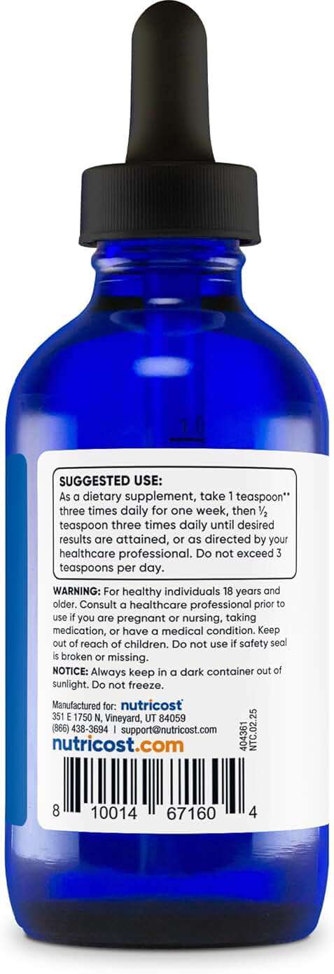 Nutricost Colloidal Silver 4oz - Cobalt Blue Glass Bottles, Bio-Active Colloidal Silver - Image 4