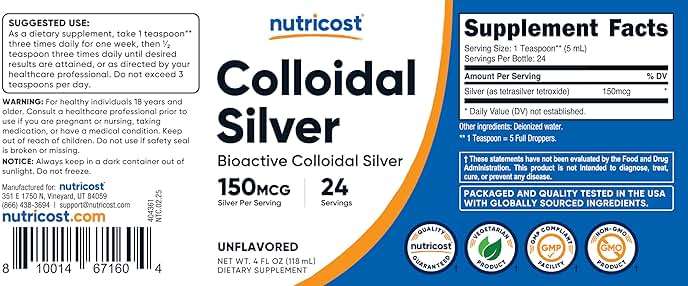 Nutricost Colloidal Silver 4oz - Cobalt Blue Glass Bottles, Bio-Active Colloidal Silver - Image 6