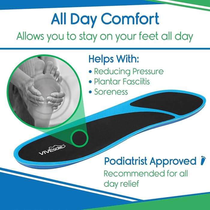 ViveSole Gel Insoles for Men & Women - Shoe Inserts for Walking & Standing All Day - Thin Cushion Soles for Sneakers, Boots - Comfort & Support for Heels, Arch Support, Plantar Fasciitis, Flat Feet - Image 4