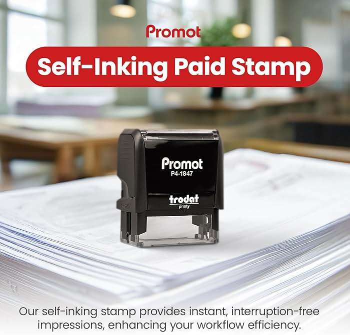 Promot Paid Stamp Self Inking Stamp - Paid Stamp for Office, Accounts Payable Stamp w/Type and Memo - Rubber Stamps for Retail Use, Red Ink Stamp, Self Inking Stamp for Business Supplies - Image 3