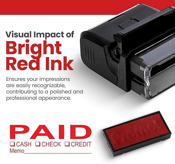 Promot Paid Stamp Self Inking Stamp - Paid Stamp for Office, Accounts Payable Stamp w/Type and Memo - Rubber Stamps for Retail Use, Red Ink Stamp, Self Inking Stamp for Business Supplies - Image 5