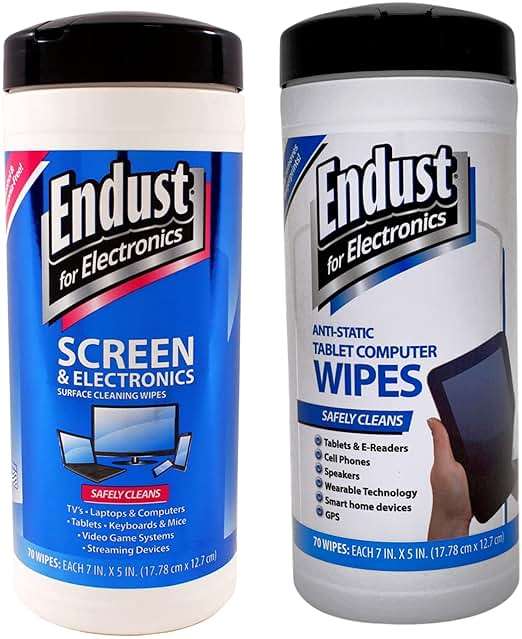 Endust For Electronics Screen Cleaner Wipes, Electronics Surface Cleaning Wipes, For Tablet, E-Reader, Monitor, Laptop, Phone, TV, GPS, Pre-Moistened, Alcohol & Ammonia Free, 140 Count (Pack of 2) (11506+12596) - Image 1
