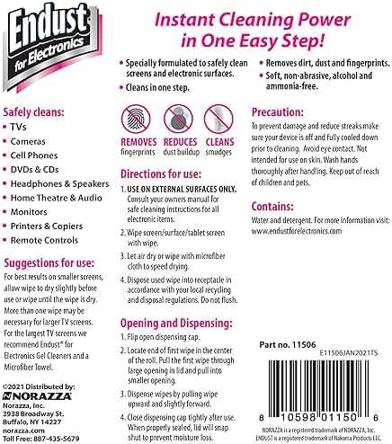Endust For Electronics Screen Cleaner Wipes, Electronics Surface Cleaning Wipes, For Tablet, E-Reader, Monitor, Laptop, Phone, TV, GPS, Pre-Moistened, Alcohol & Ammonia Free, 140 Count (Pack of 2) (11506+12596) - Image 6