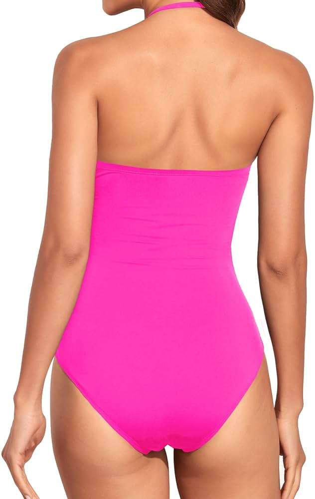 Holipick Women Tummy Control One Piece Swimsuits Strapless Bandeau Bathing Suits Slimming Halter Swimwear - Image 2