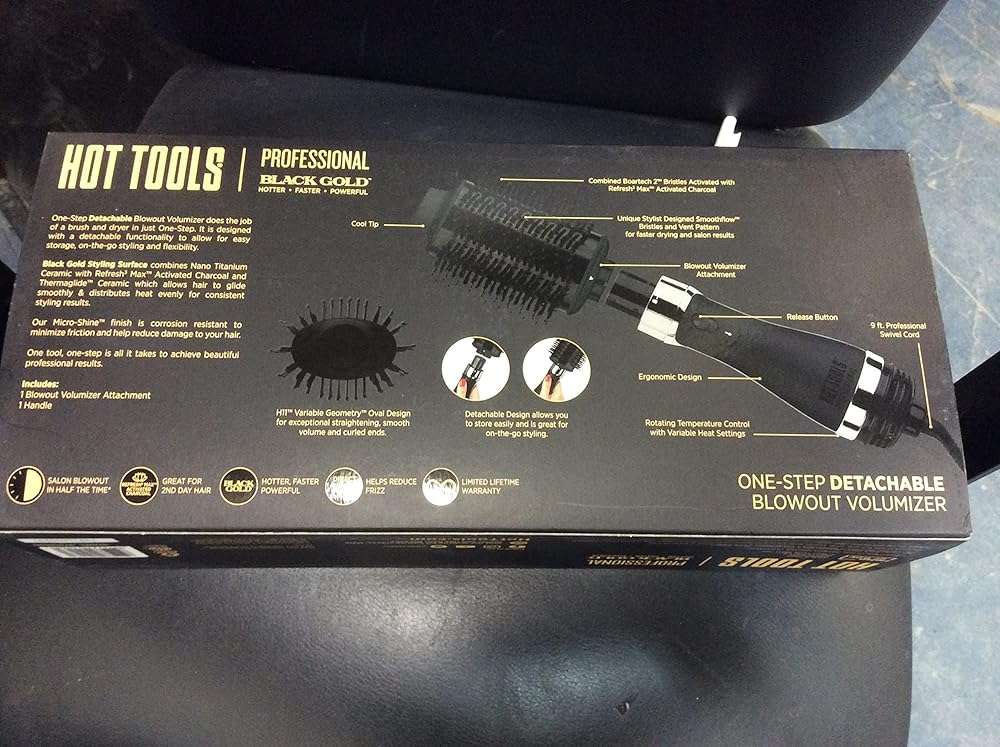 HOT TOOLS Professional Black Gold Detachable One-Step Volumizer and Hair Dryer, 2.8 inch Barrel - Image 6