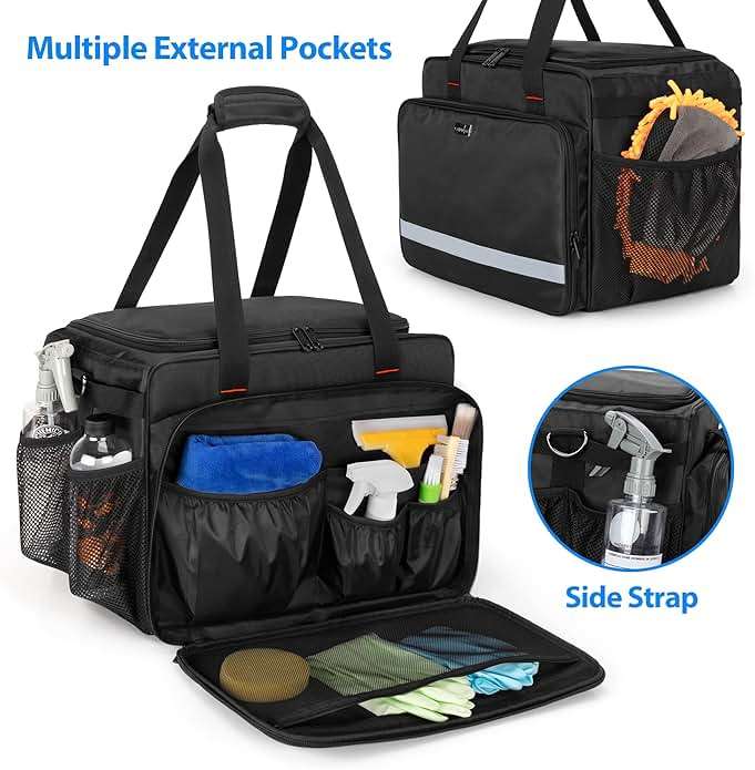 samdew Large Detailing Bag, Detail Organizer for Auto Detailing Supplies Storage, Car Cleaning Caddy for Vehicle Wash Tools, Car Care Box for Detailing Bottles, Towel, Buffer and More, Bag Only - Image 5