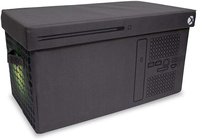 Ukonic Xbox Series X Logo Collapsible Storage Bin Chest with Lid | Fabric Basket Container with Handles, Cubby Cube Closet Organizer | Video Game Gifts And Collectibles | 24 x 12 Inches - Image 1