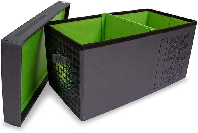 Ukonic Xbox Series X Logo Collapsible Storage Bin Chest with Lid | Fabric Basket Container with Handles, Cubby Cube Closet Organizer | Video Game Gifts And Collectibles | 24 x 12 Inches - Image 4