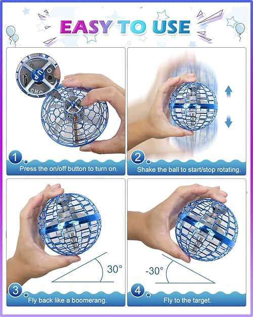 ATHLERIA Pink Flying Orb Ball Toys,Hand Operated Drones for Kids,Cool Gadgets Light Up Cosmic Globe Spinning Glow in The Dark,Christmas Birthday Gift Ideas Toys for Teen Girls Age 6 7 8 9 10+ - Image 4
