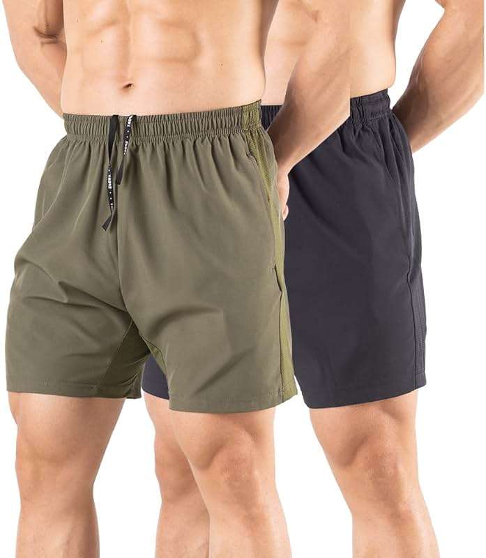 Gaglg Men's 5" Running Shorts 2 Pack Quick Dry Athletic Workout Gym Shorts with Zipper Pockets - Image 1